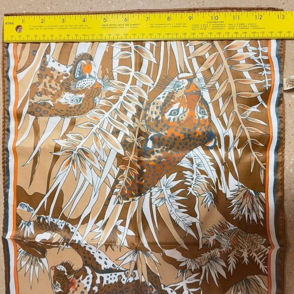 Scarf Oblong Women 13x43 Brown Leopard Safari Tropical Jungle Print Vintage